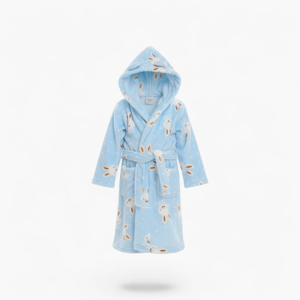 Peignoir Polaire Enfant Lapin Bleu