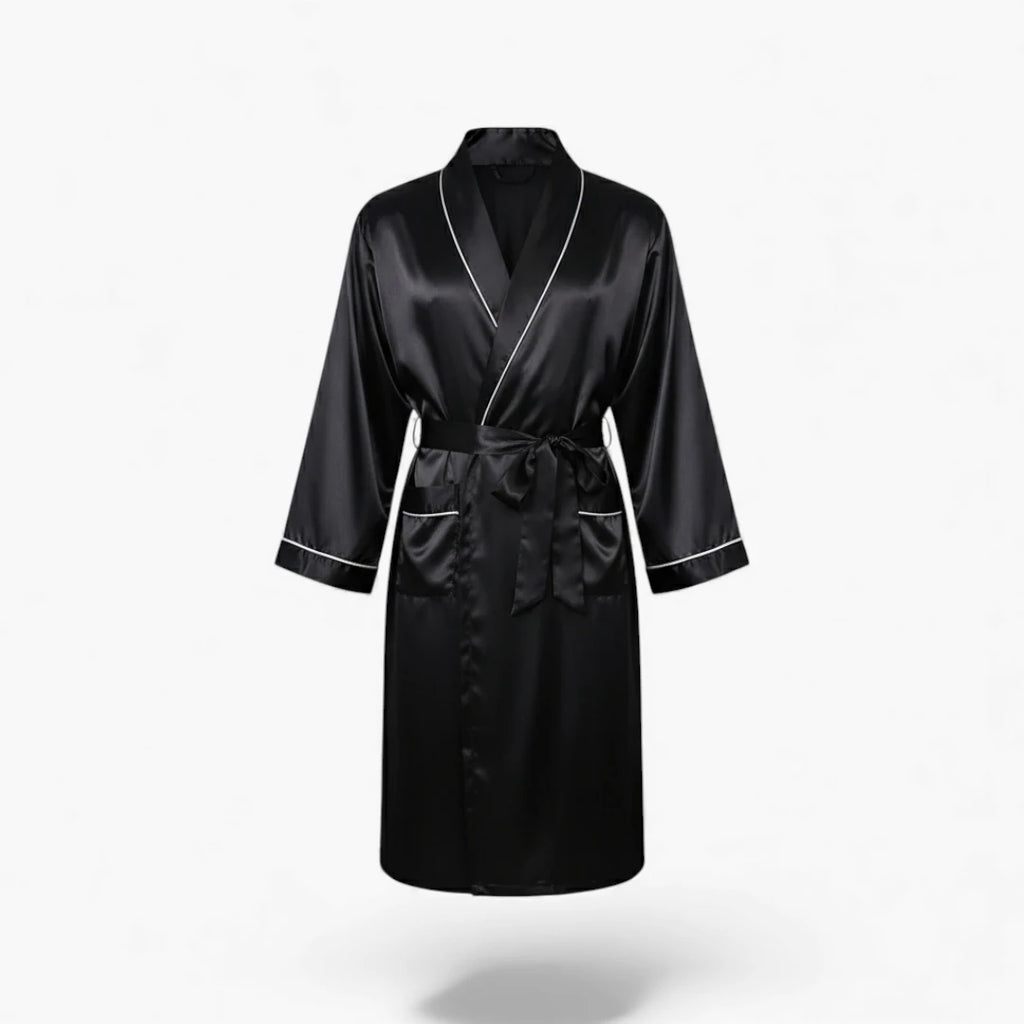 Peignoir Homme – En Satin Noir