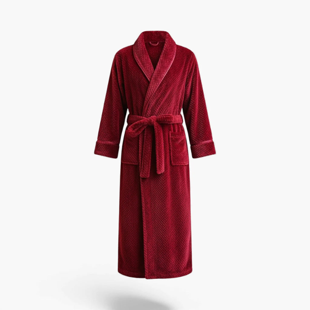 Peignoir Homme – Long Rouge en Flanelle