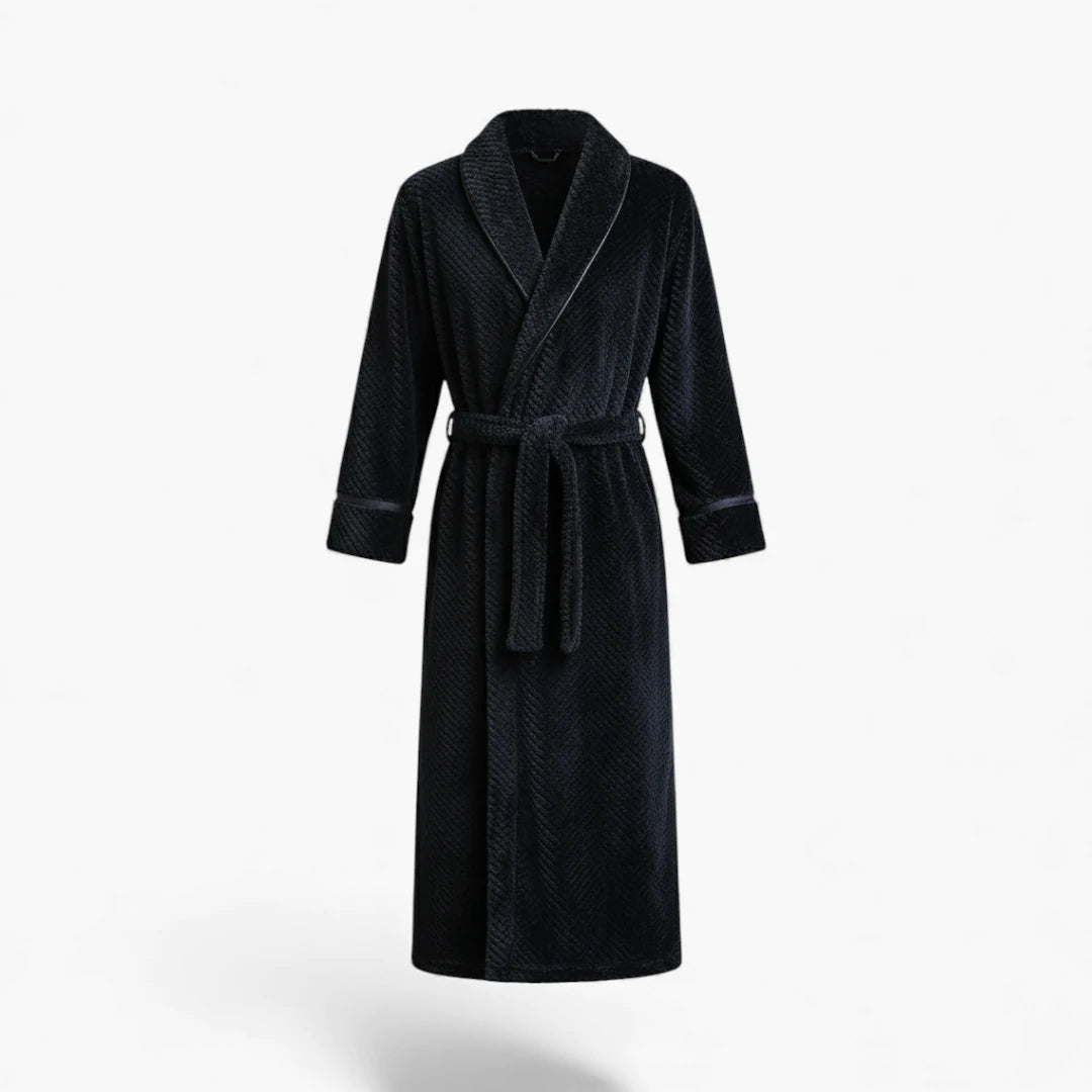 Peignoir Homme – Long Noir en Flanelle