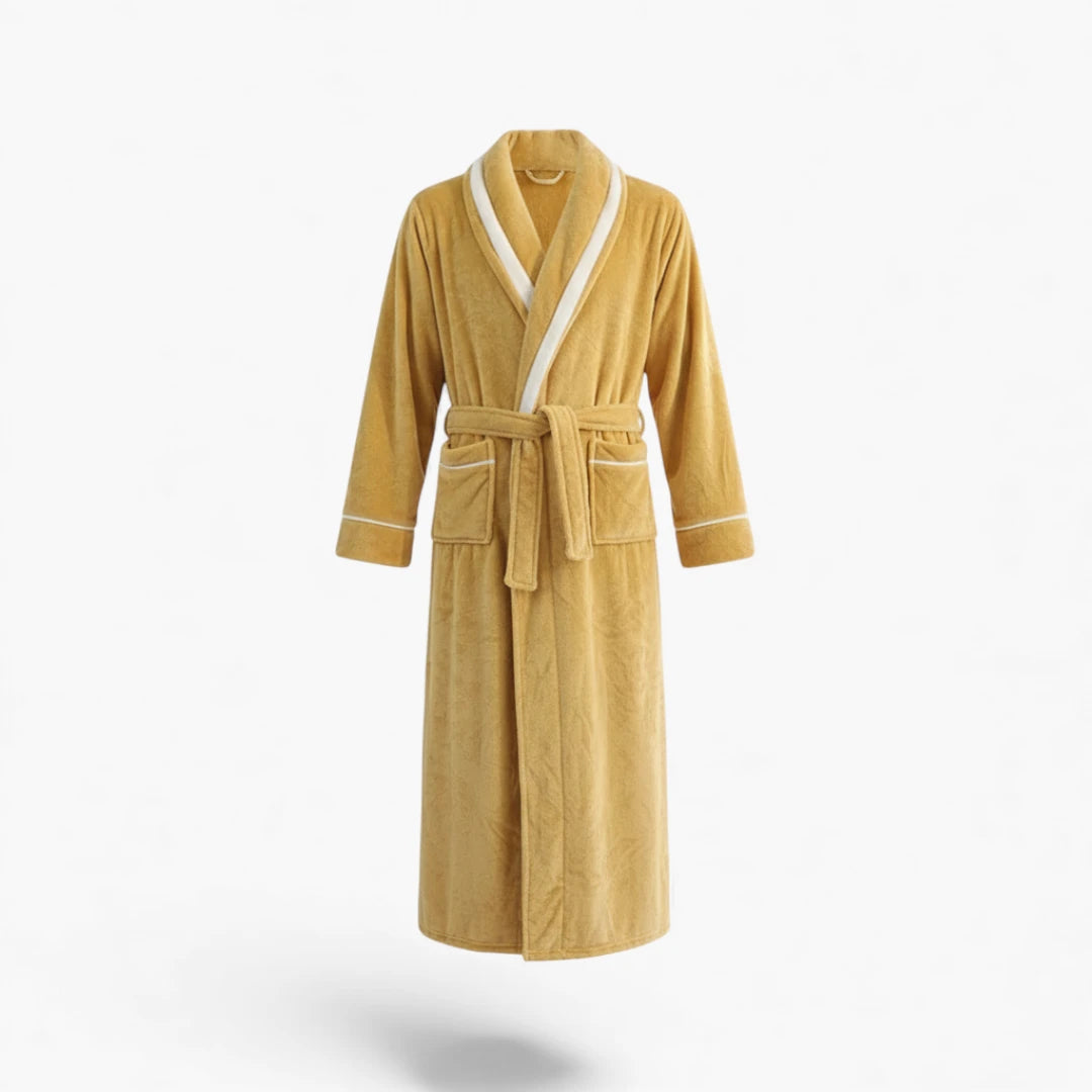 Peignoir Homme Long - Jaune en Flanelle
