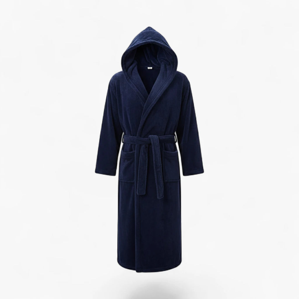 Peignoir Homme à Capuche – Polaire Bleu Marine Long