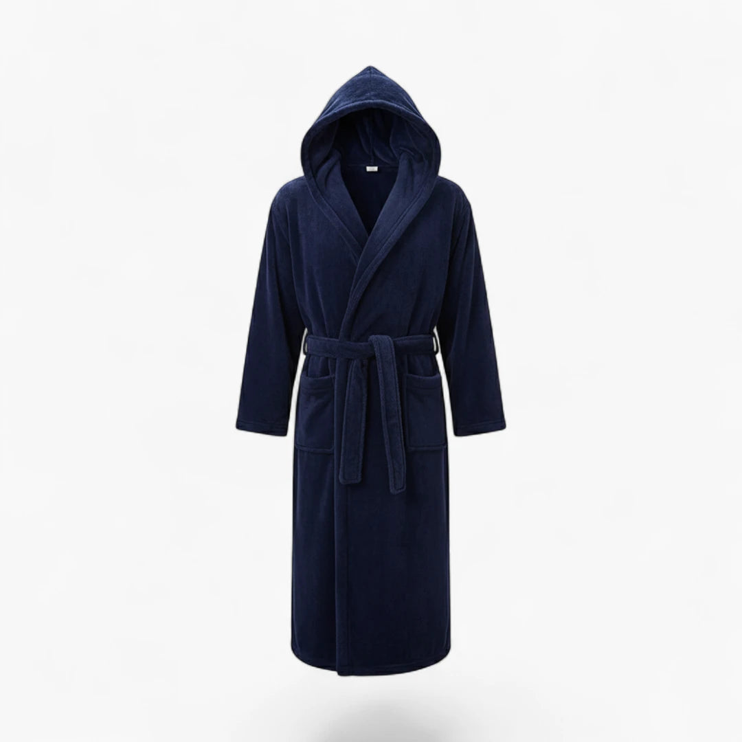 Peignoir Homme à Capuche – Polaire Bleu Marine Long