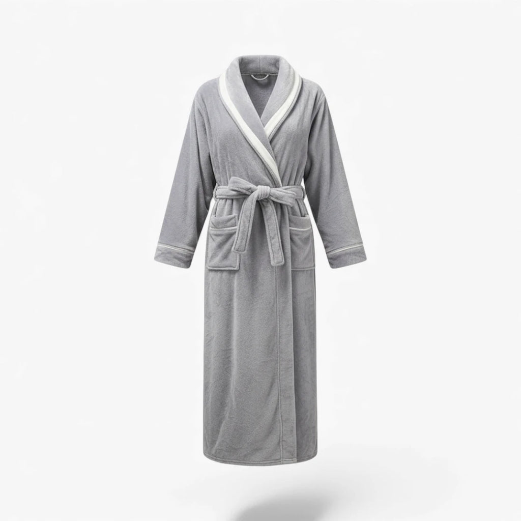 Peignoir Femme Long - Gris en Flanelle