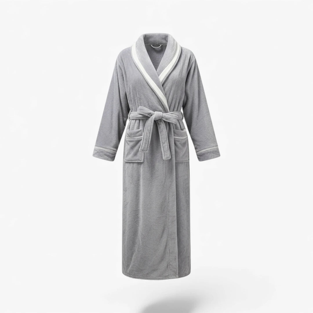 Peignoir Femme Long - Gris en Flanelle