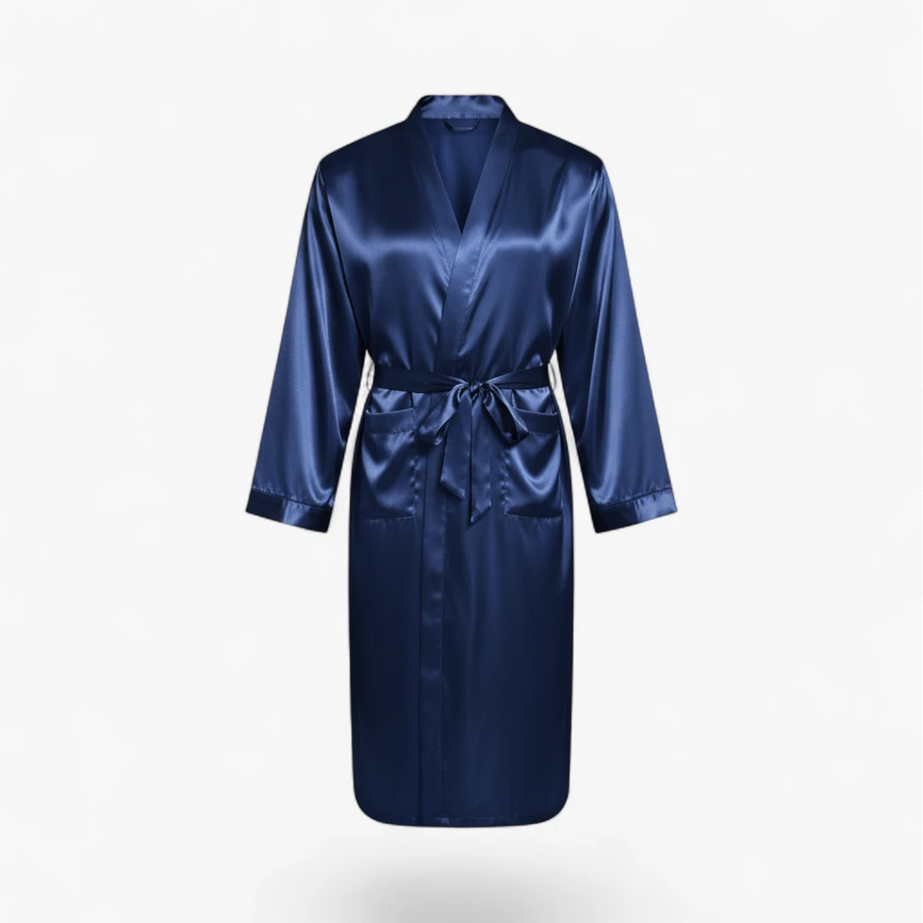 Peignoir Homme en Satin Bleu Marine