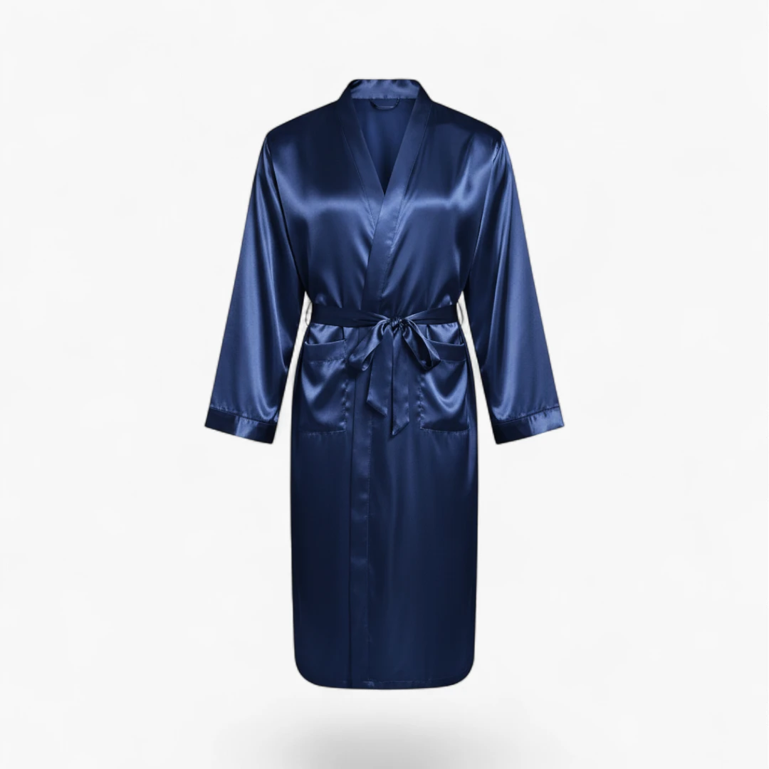Peignoir Homme en Satin Bleu Marine