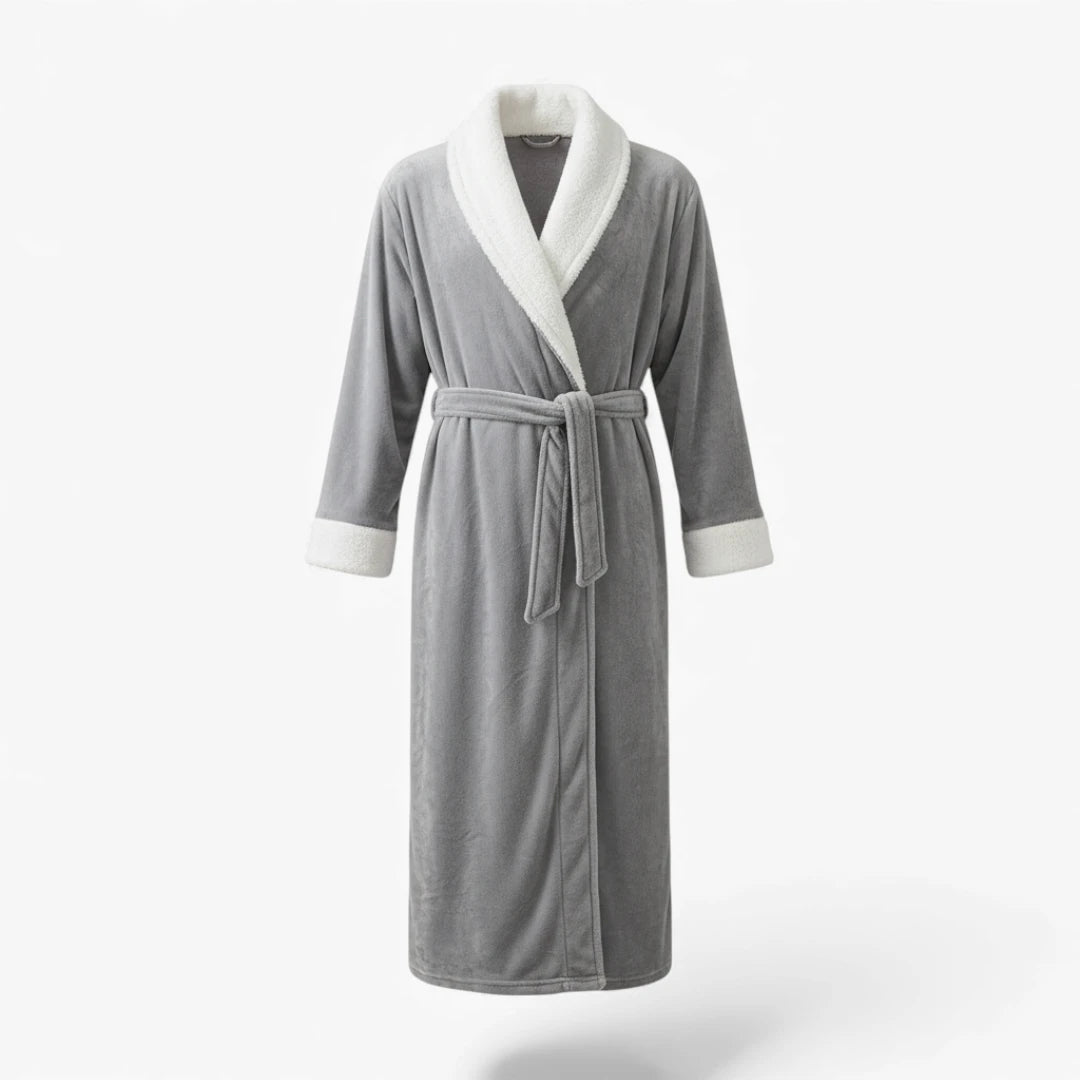 Peignoir Homme – Hiver Gris Long en Flanelle