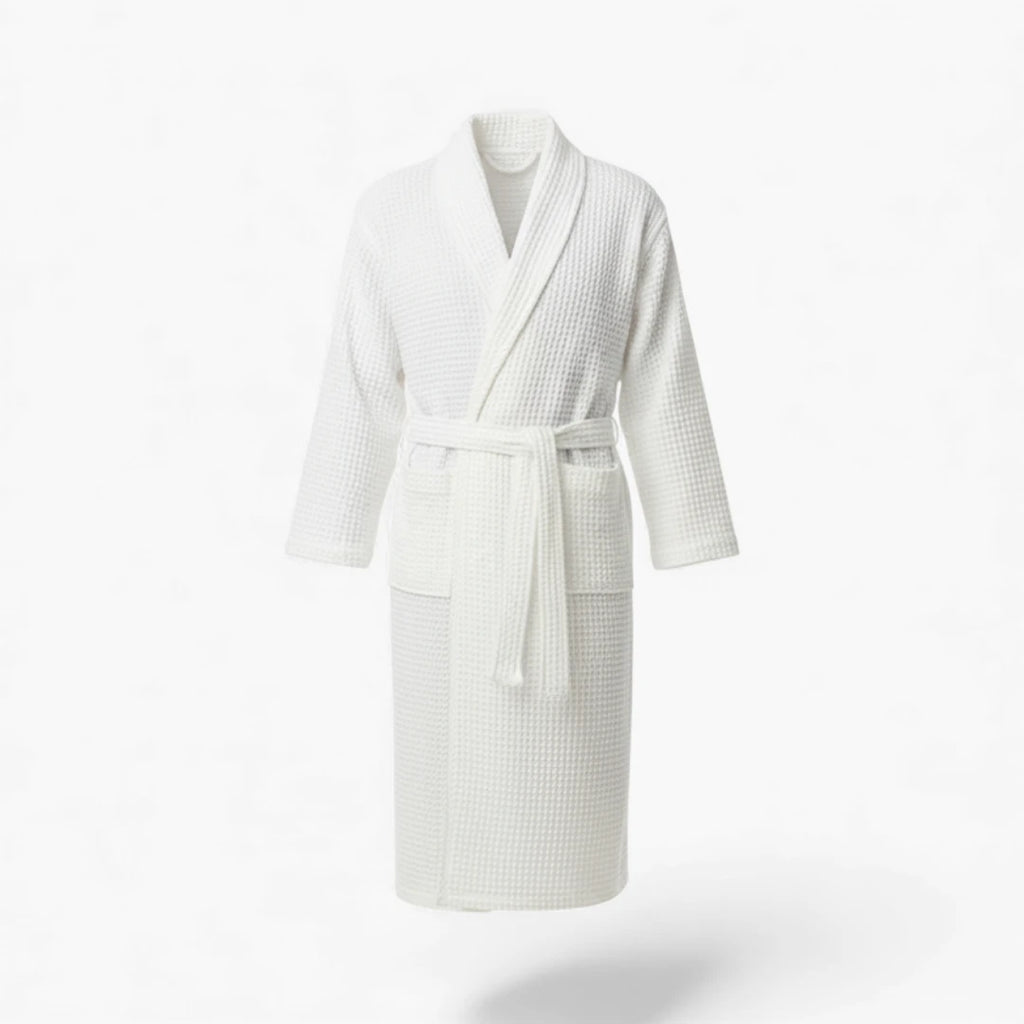 Peignoir En Coton – Nid d’Abeille Blanc