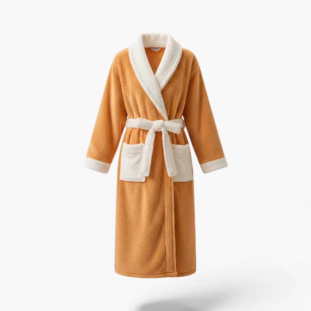 Peignoir Femme – Long Orange en Polaire