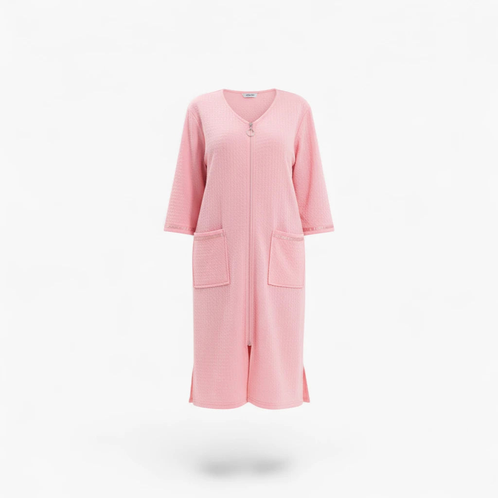 Peignoir Femme Zippé – Rose à Poches