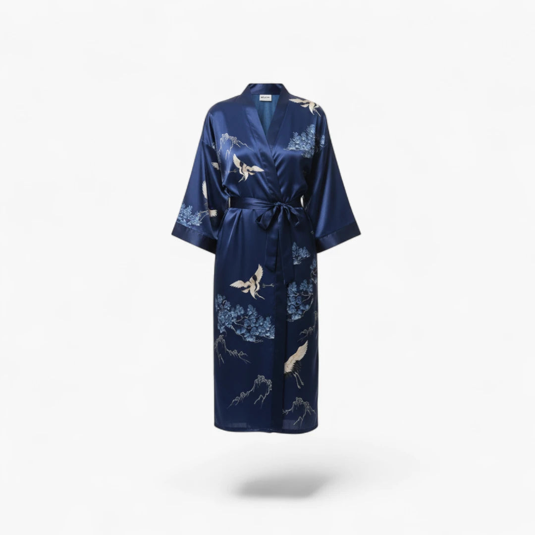 Peignoir Satin Bleu