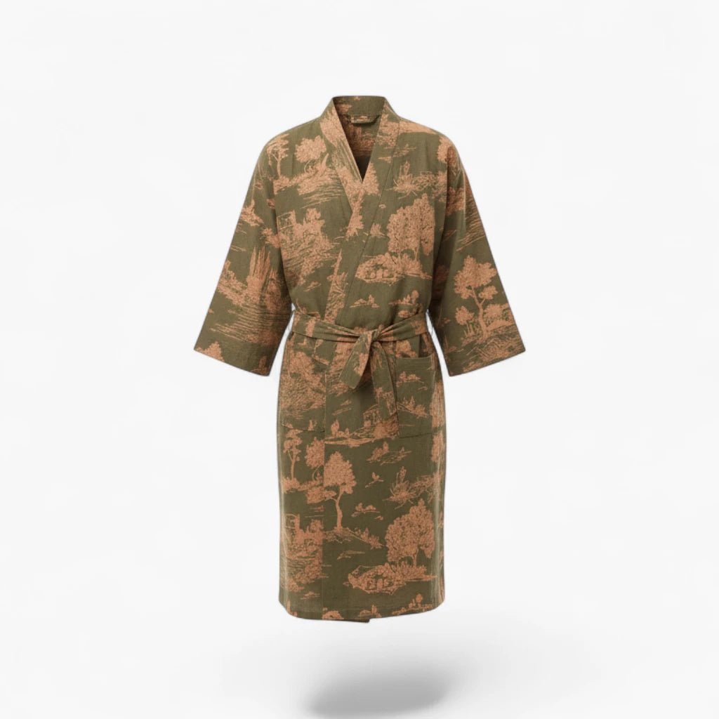 Peignoir kimono vert homme - Ukiyo