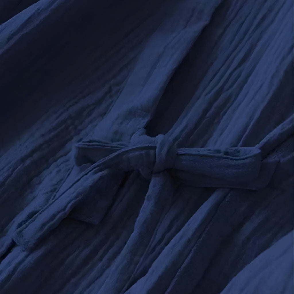 Peignoir Femme Coton – Style Japonais Long Bleu Marine