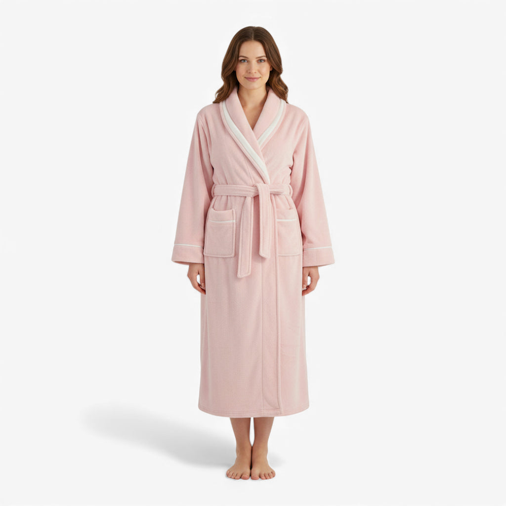 Peignoir Femme Long - Rose en Flanelle