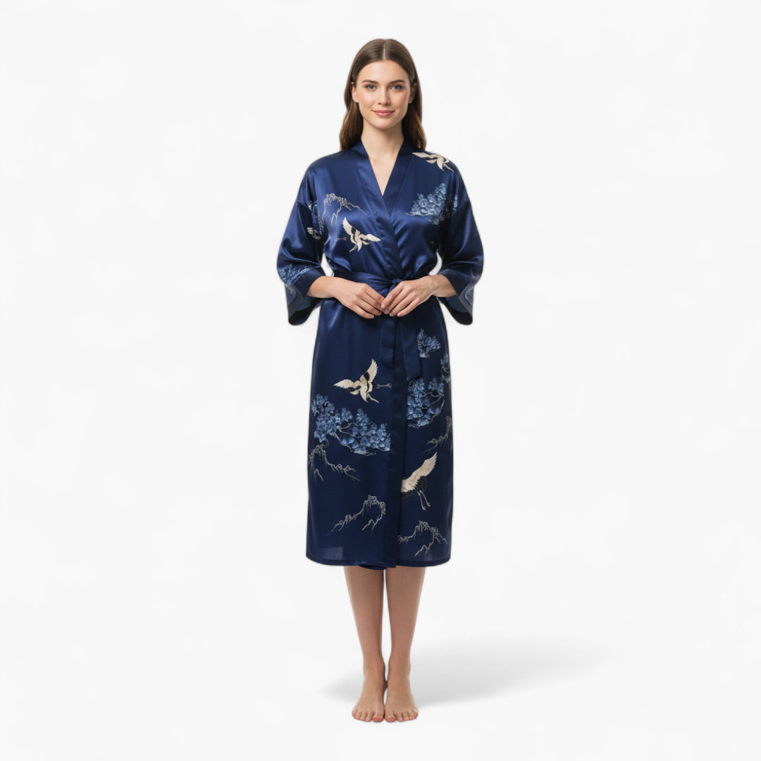 Peignoir Satin Bleu