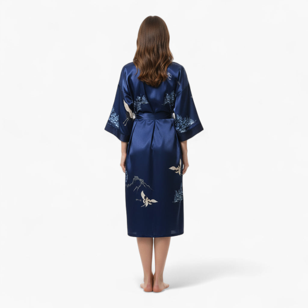 Peignoir Satin Bleu