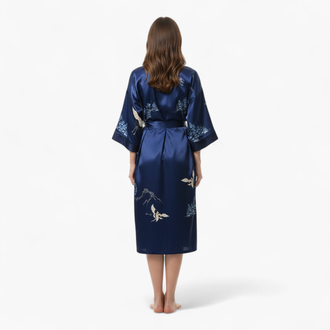 Peignoir Satin Bleu