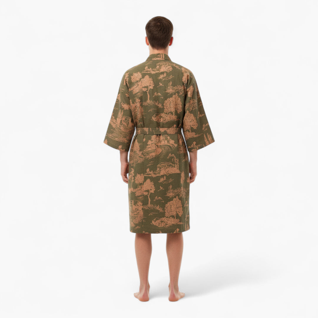 Peignoir kimono vert homme - Ukiyo