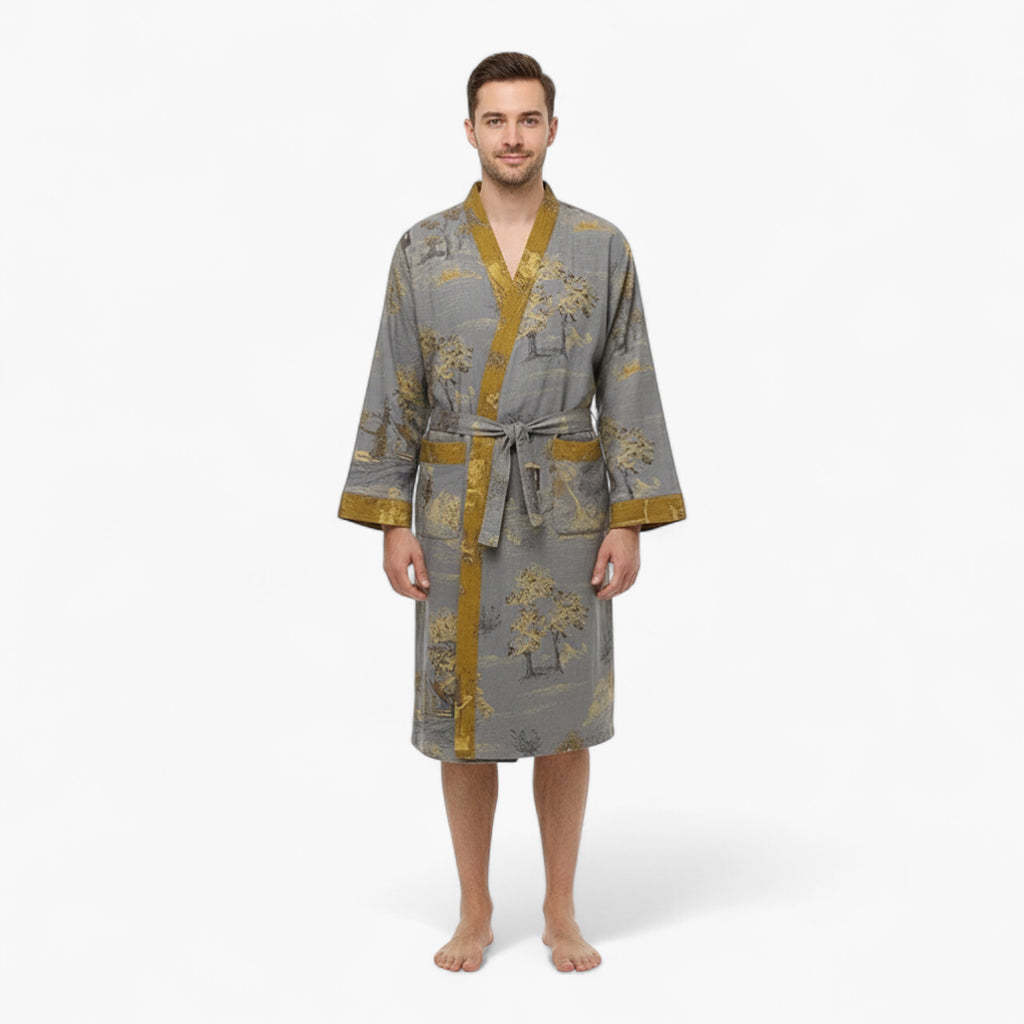 Peignoir kimono gris homme - Momiji