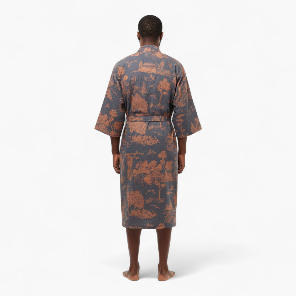 Peignoir kimono bleu homme - Ukiyo