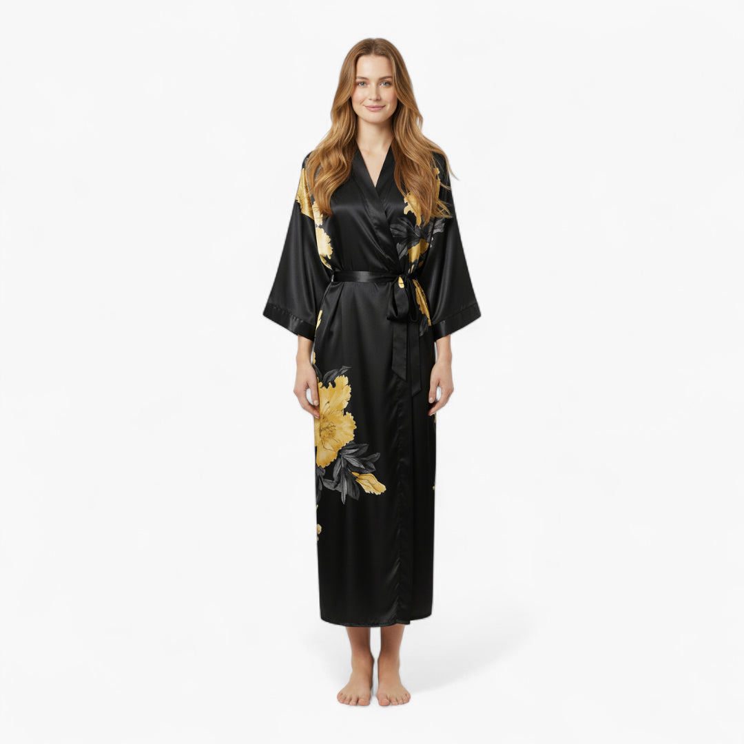 Peignoir Satin Fleuri