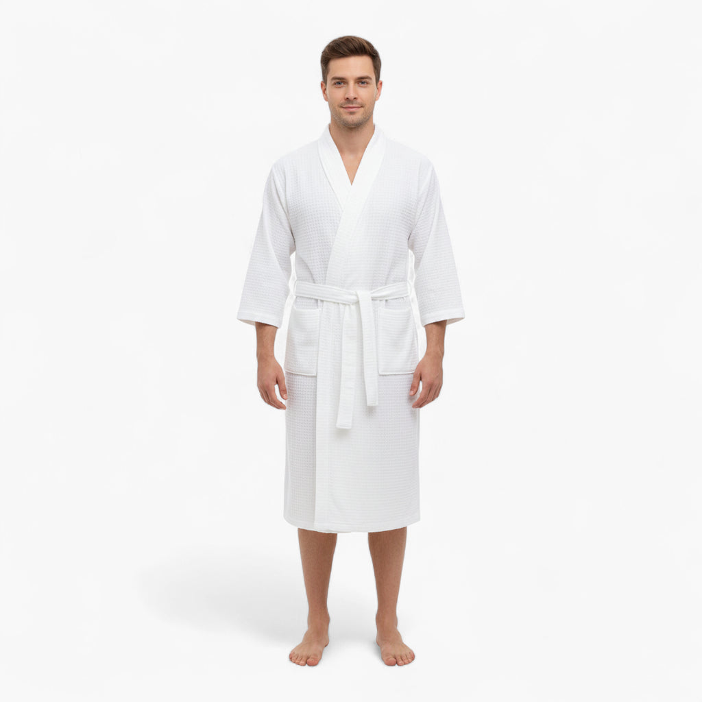Peignoir Homme Carré Blanc Nid d’Abeille