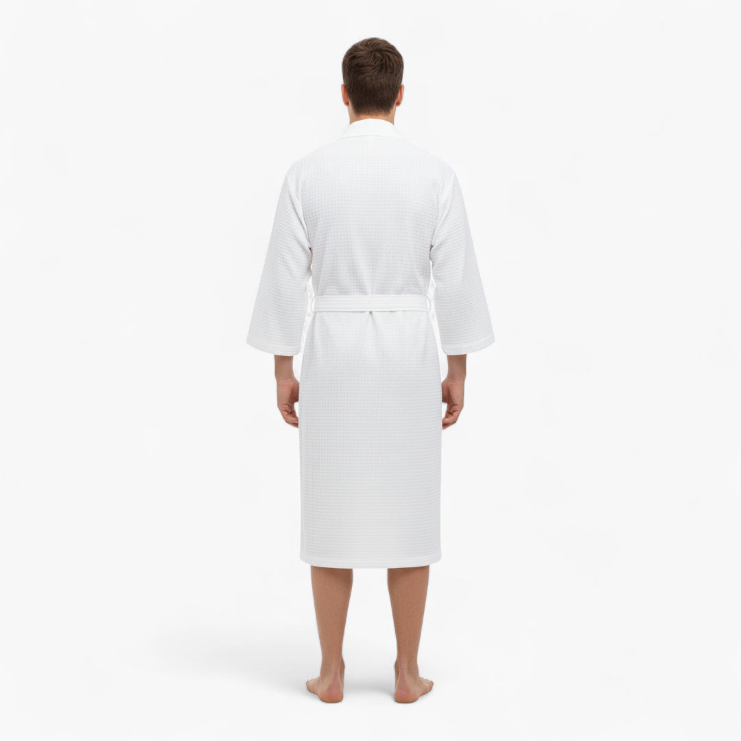 Peignoir Homme Carré Blanc Nid d’Abeille