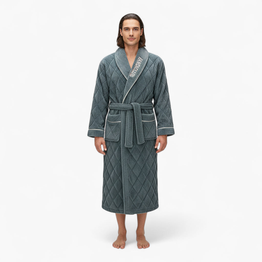 Peignoir Homme Luxe – Hiver Matelassé Gris