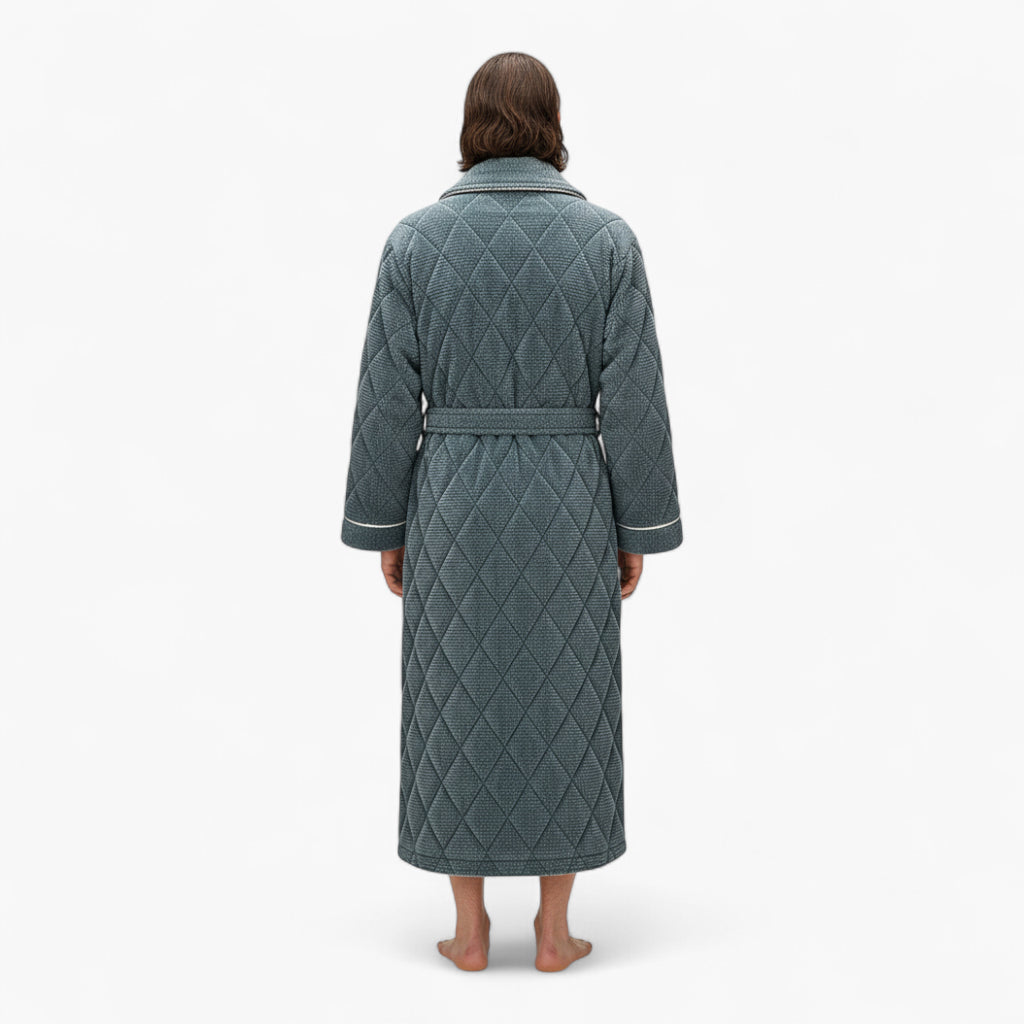 Peignoir Homme Luxe – Hiver Matelassé Gris