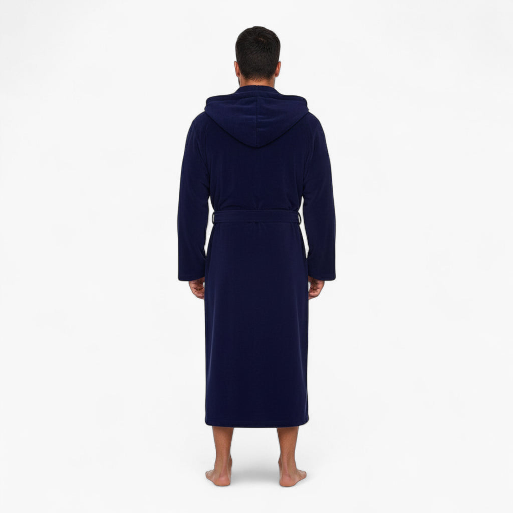 Peignoir Homme à Capuche – Polaire Bleu Marine Long