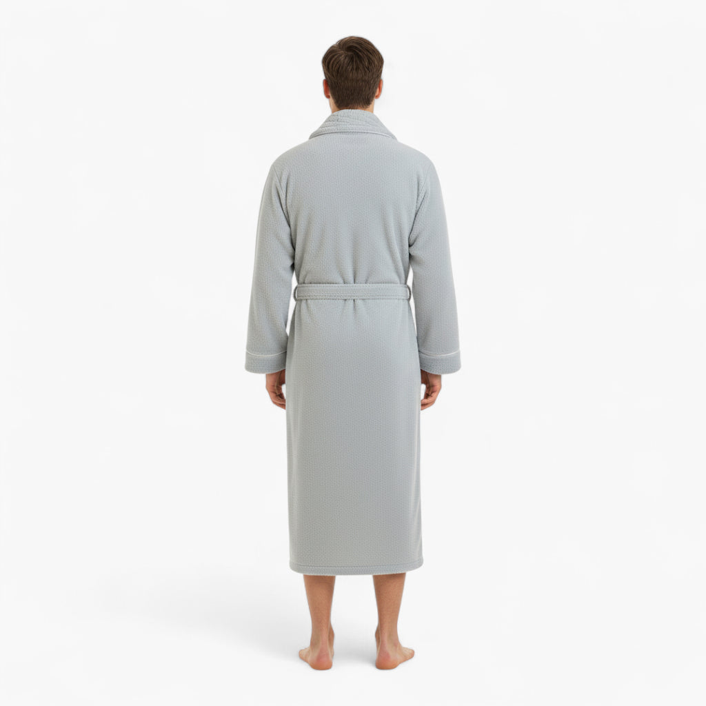 Peignoir Homme Long – Flanelle Grise Épais