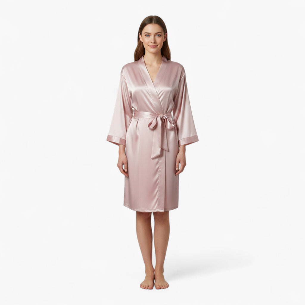 Peignoir Femme Satin – Rose Court et Raffiné