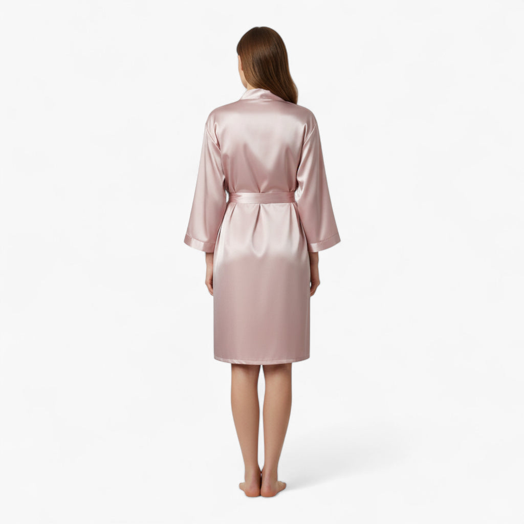 Peignoir Femme Satin – Rose Court et Raffiné
