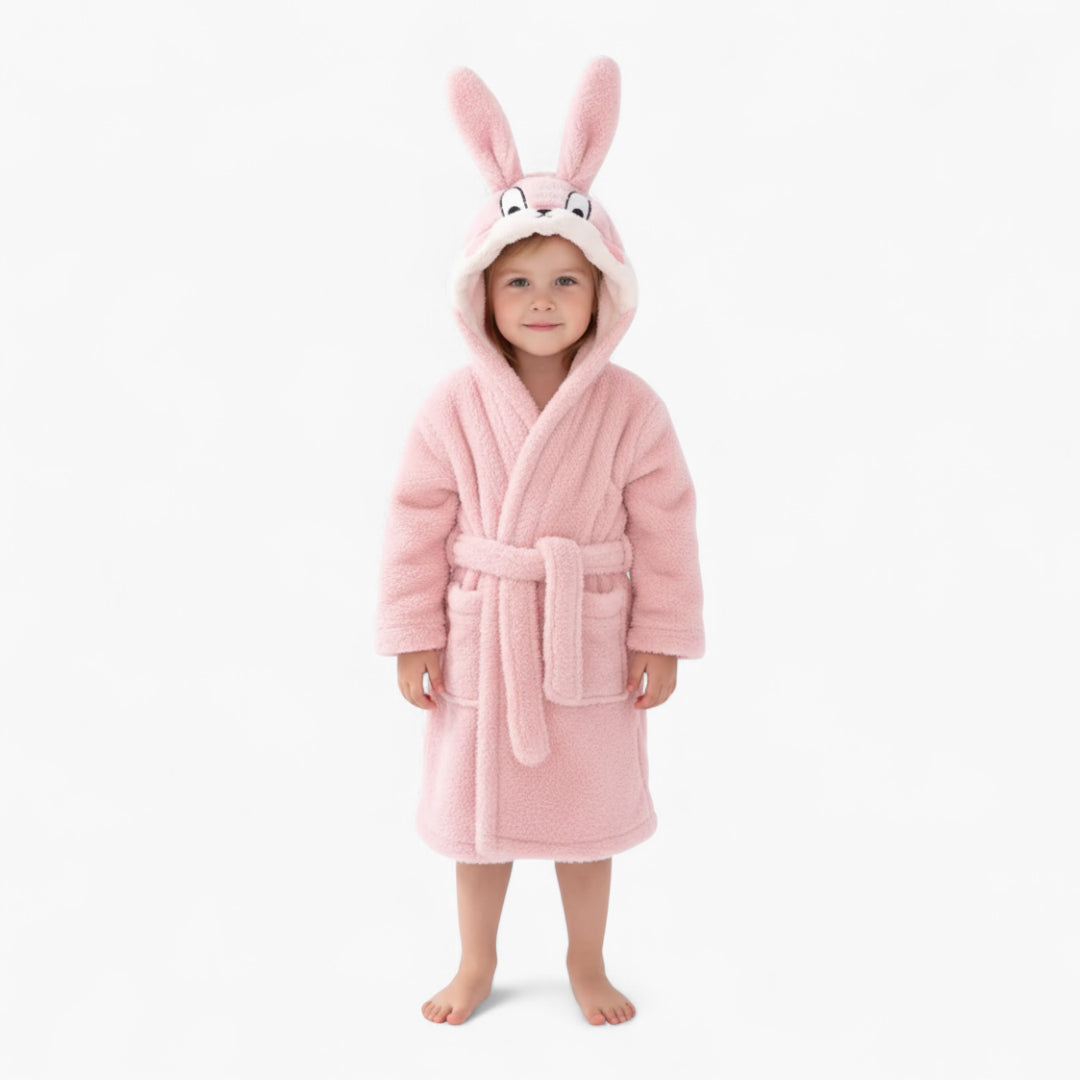 Peignoir Enfant Lapin – En Polaire Hiver Rose à Capuche Oreilles Douces