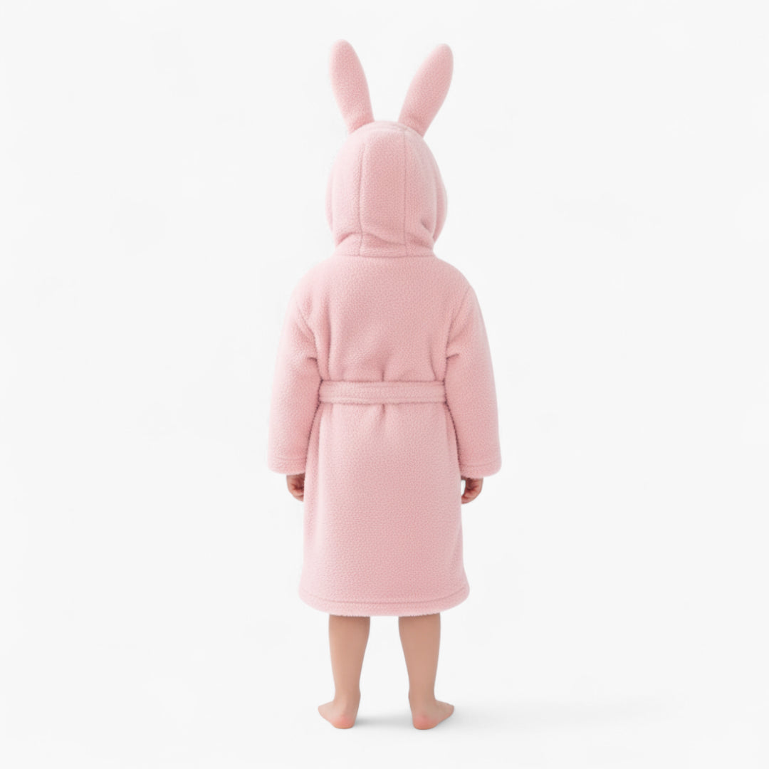 Peignoir Enfant Lapin – En Polaire Hiver Rose à Capuche Oreilles Douces