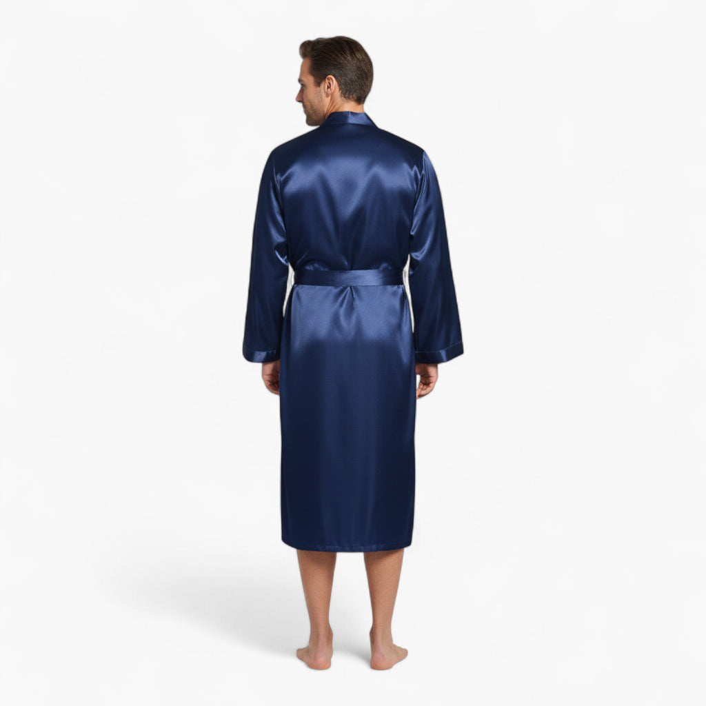 Peignoir Homme en Satin Bleu Marine