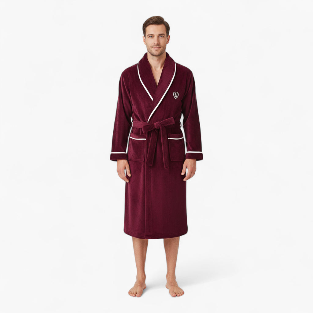 Peignoir Homme en Polaire – Couleur Bordeaux