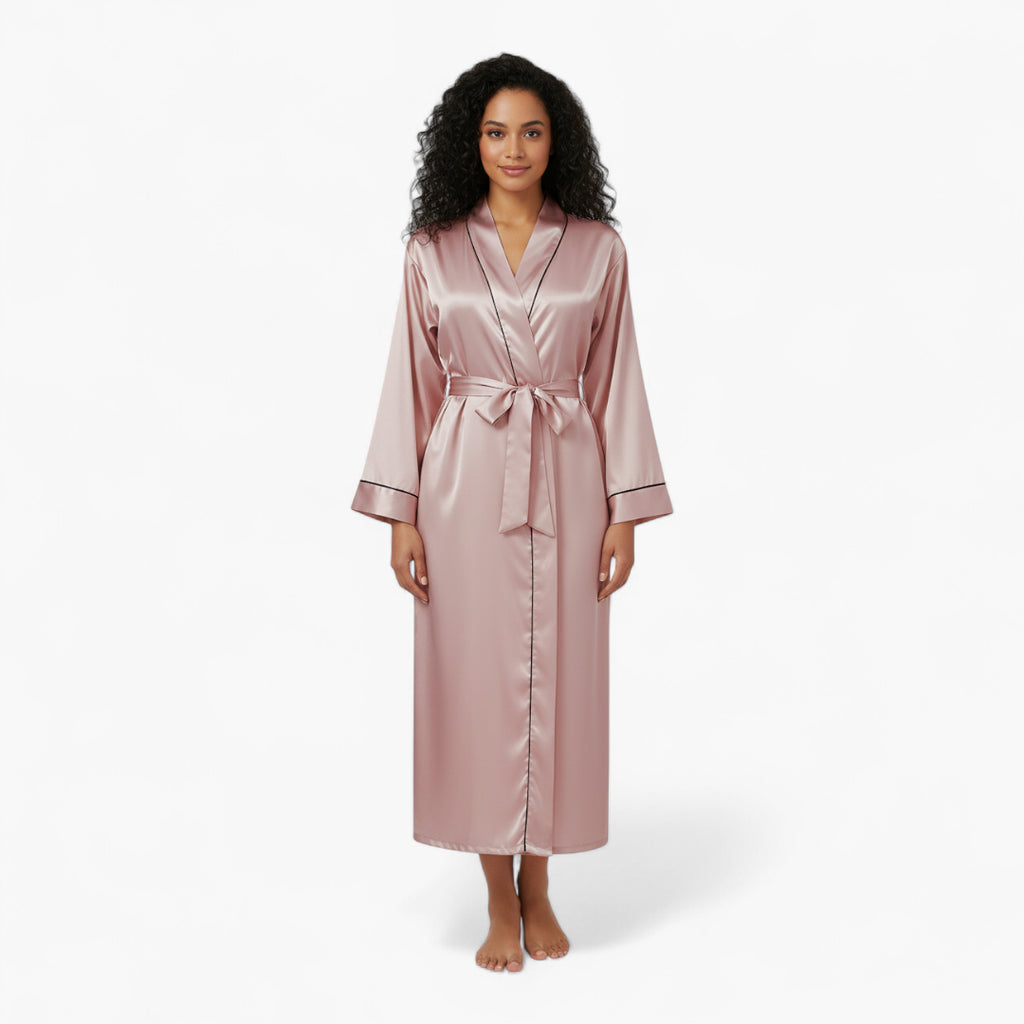 Peignoir Femme en Satin – Long Couleur Rose