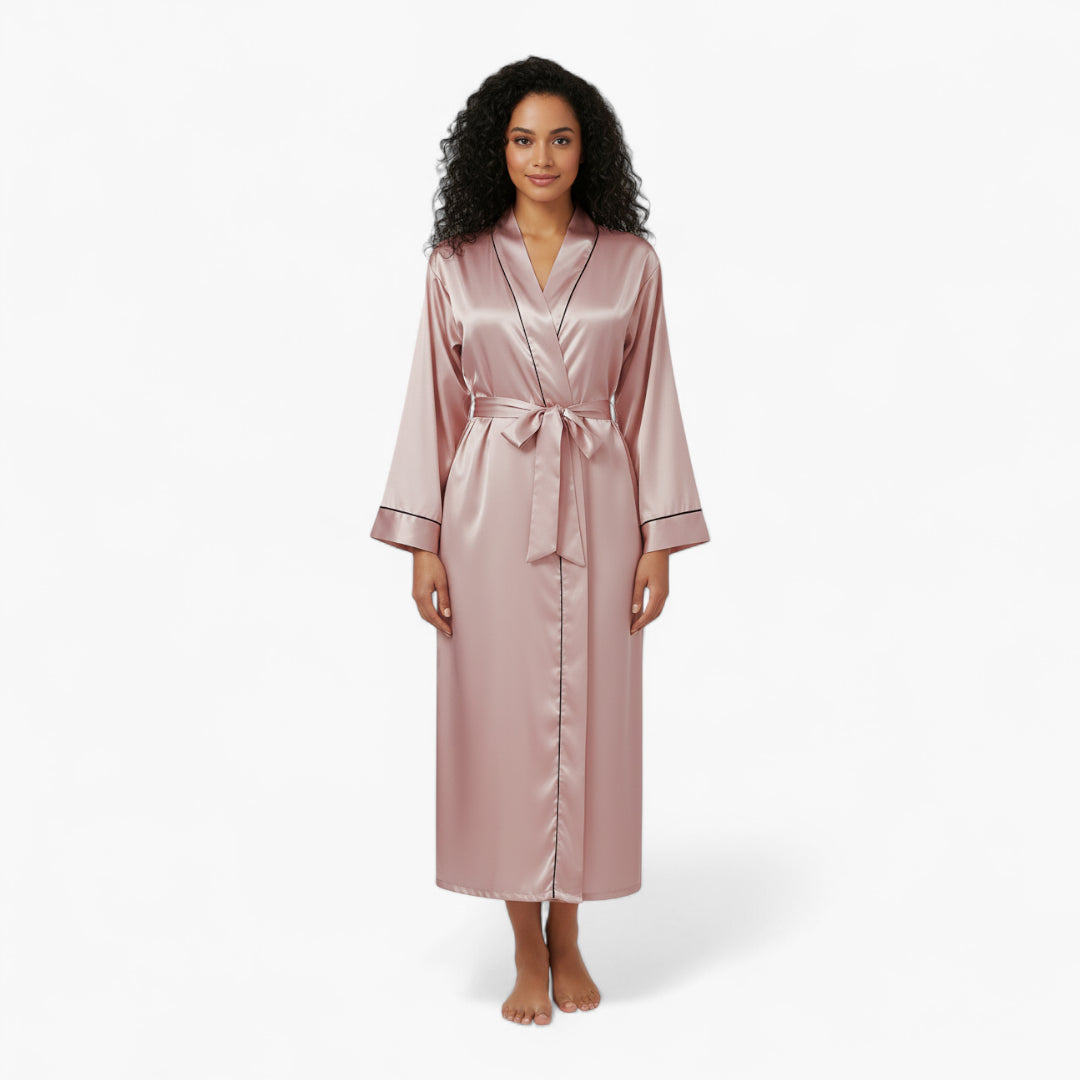 Peignoir Femme en Satin – Long Couleur Rose