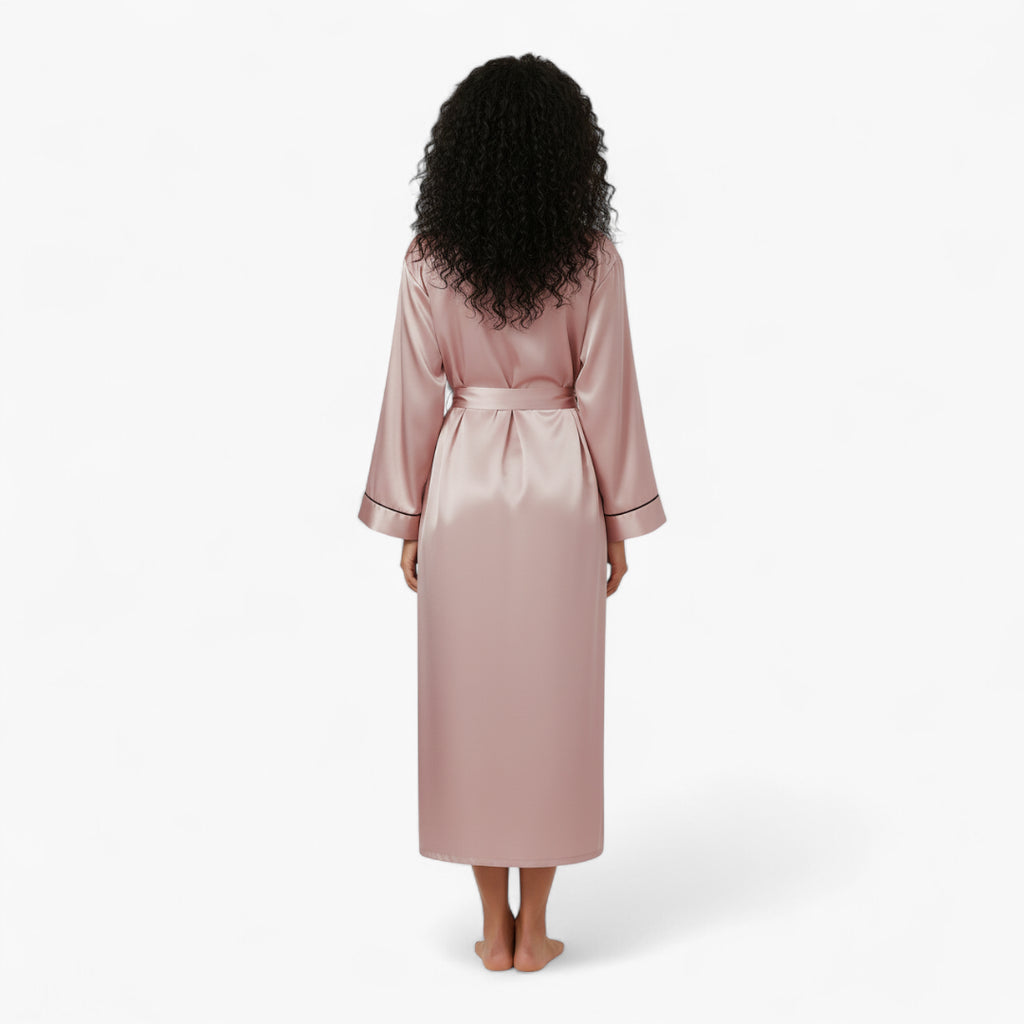 Peignoir Femme en Satin – Long Couleur Rose