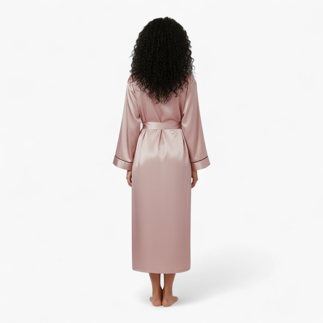 Peignoir Femme en Satin – Long Couleur Rose
