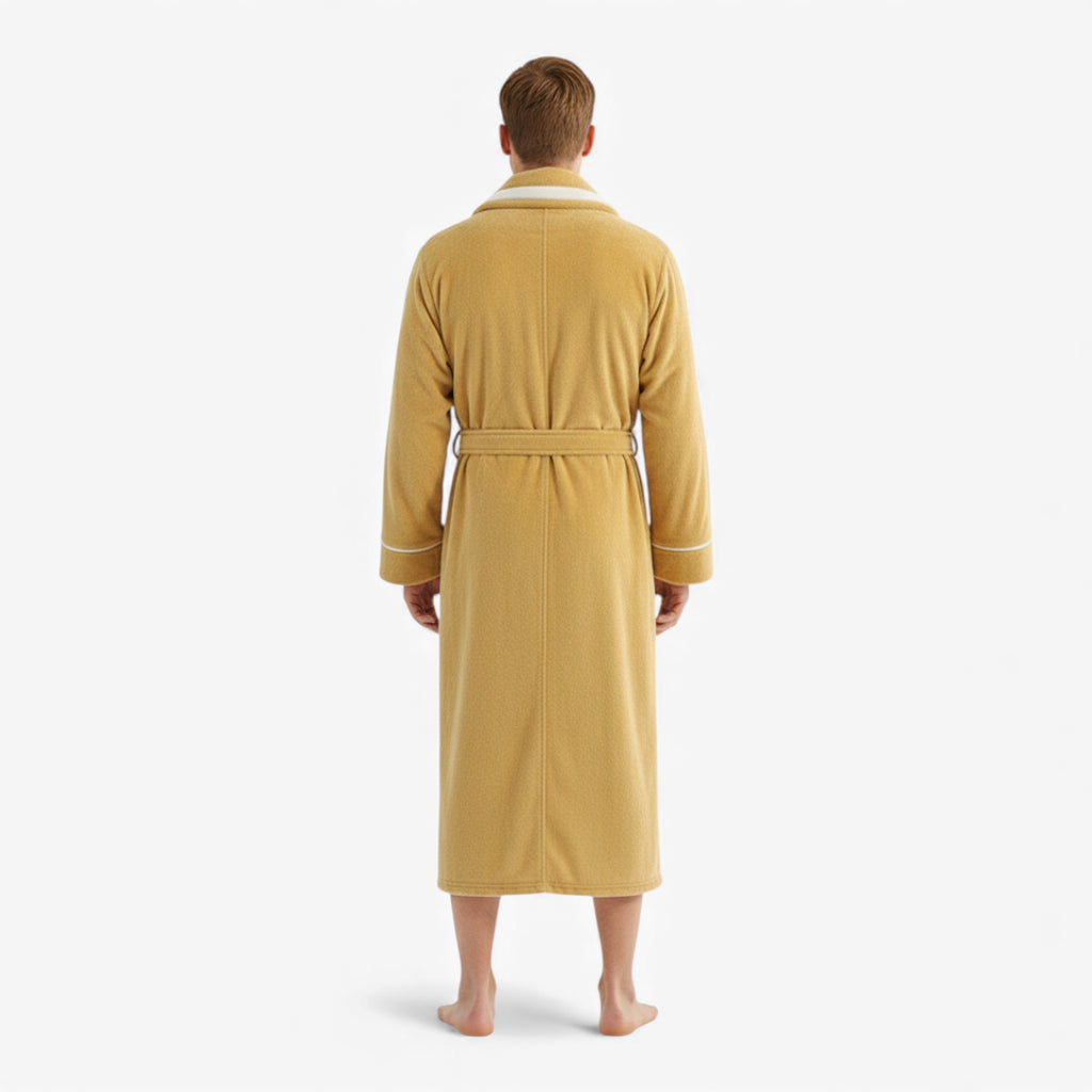 Peignoir Homme Long - Jaune en Flanelle