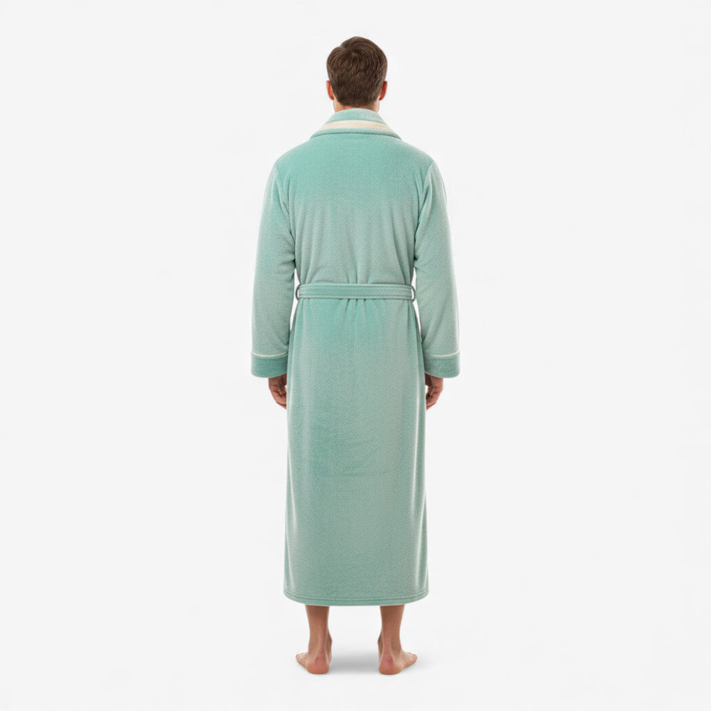 Peignoir Homme Long - Turquoise en Flanelle