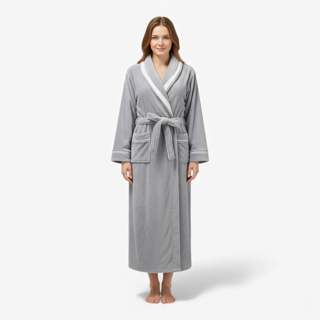 Peignoir Femme Long - Gris en Flanelle
