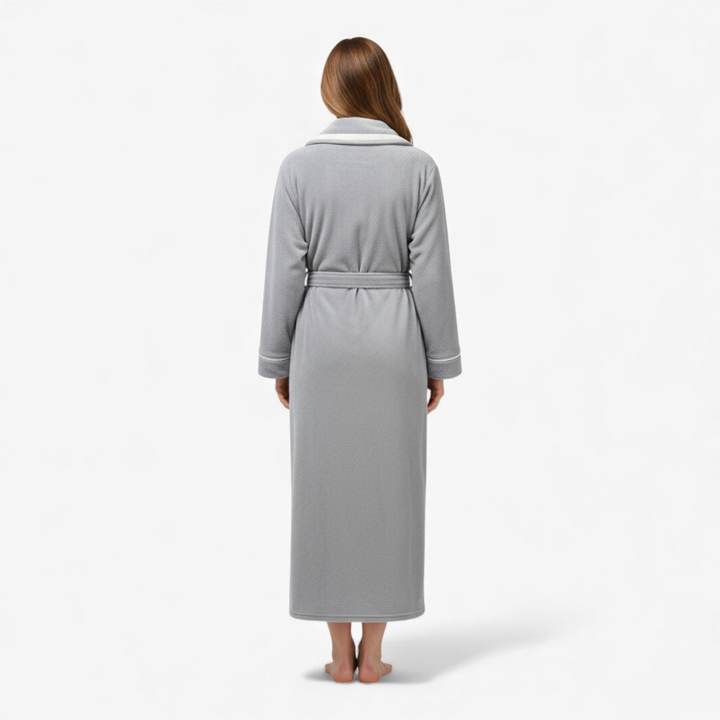 Peignoir Femme Long - Gris en Flanelle