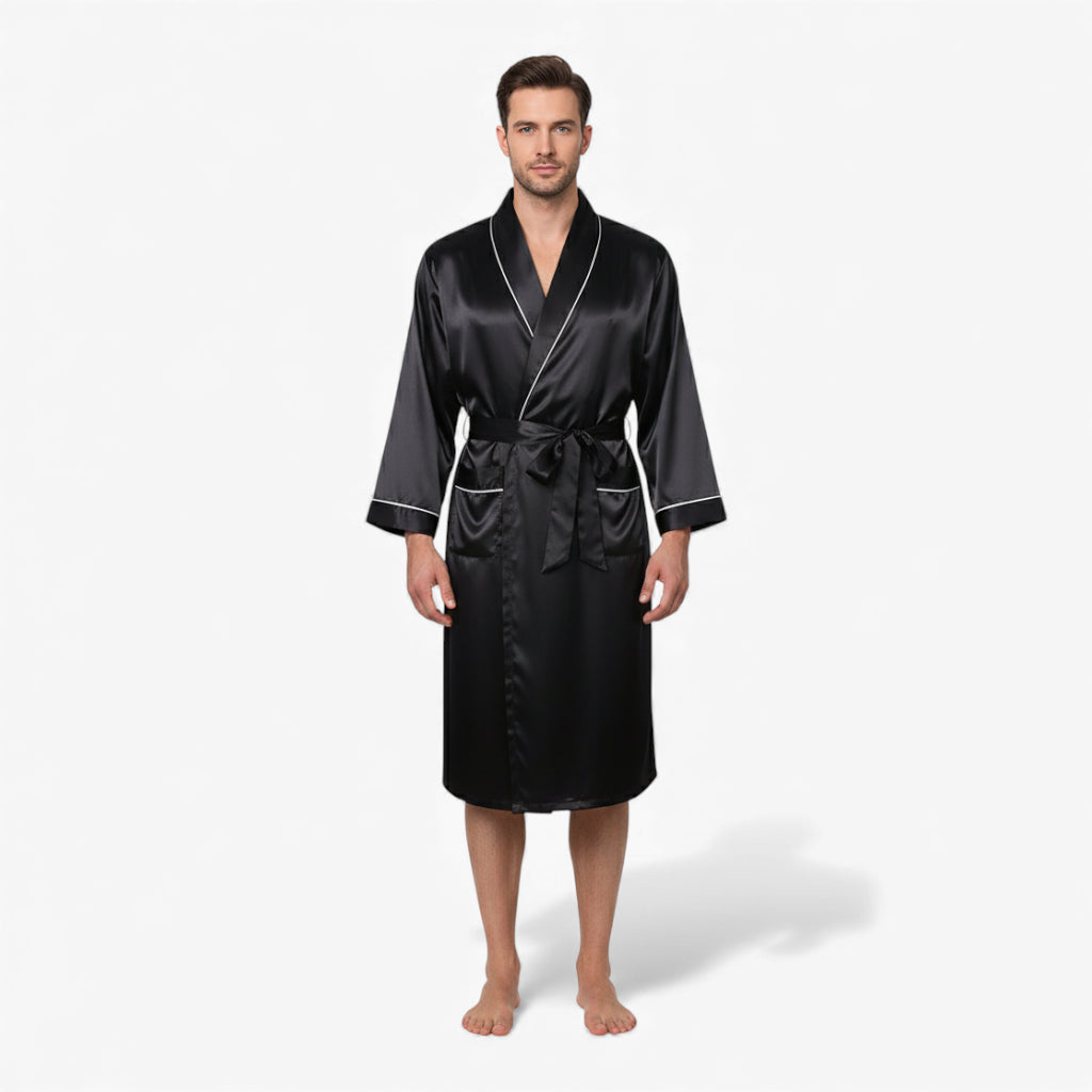 Peignoir Homme – En Satin Noir
