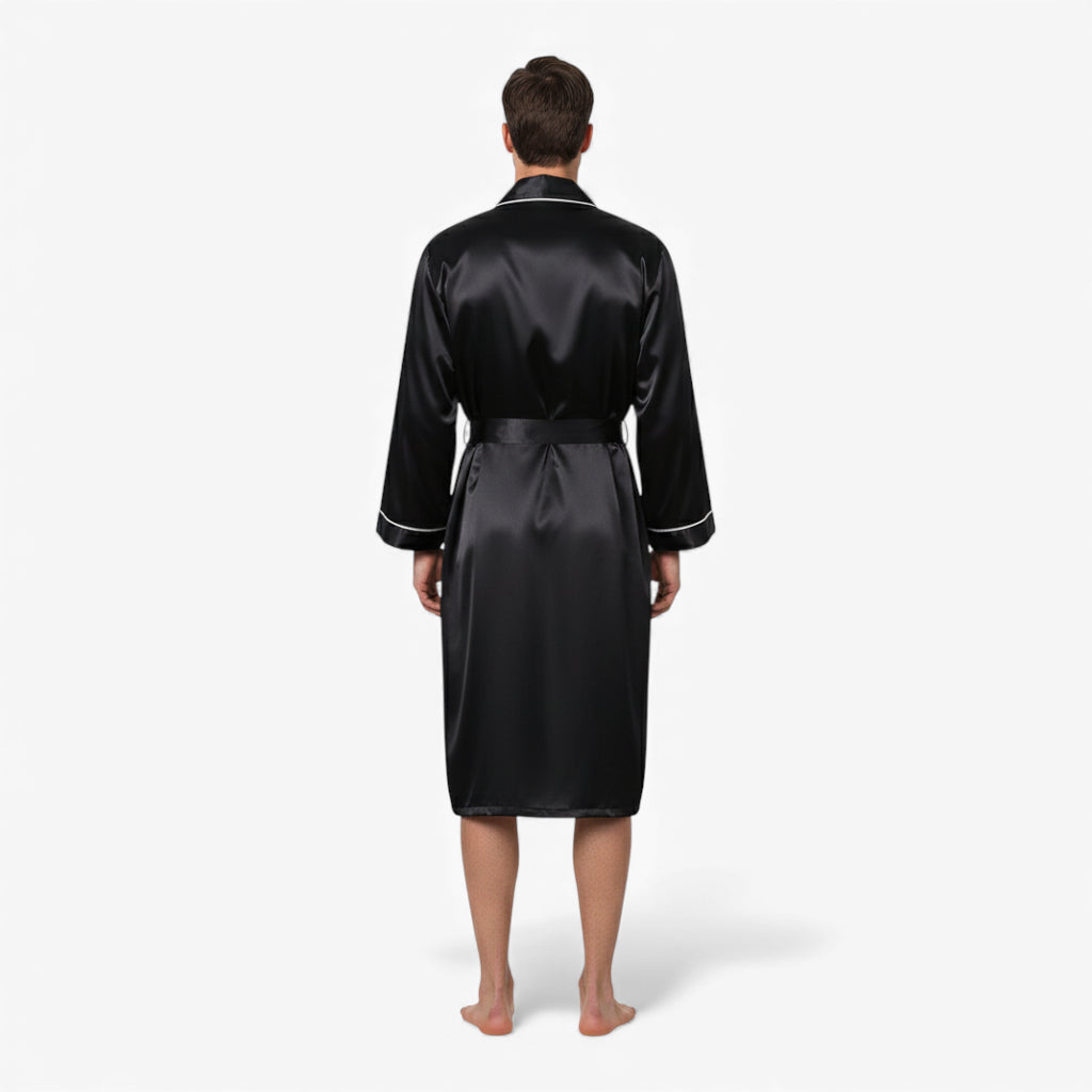 Peignoir Homme – En Satin Noir