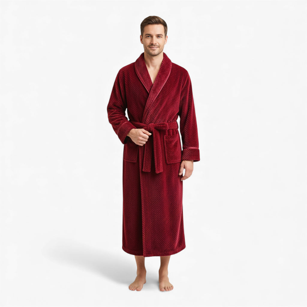Peignoir Homme – Long Rouge en Flanelle