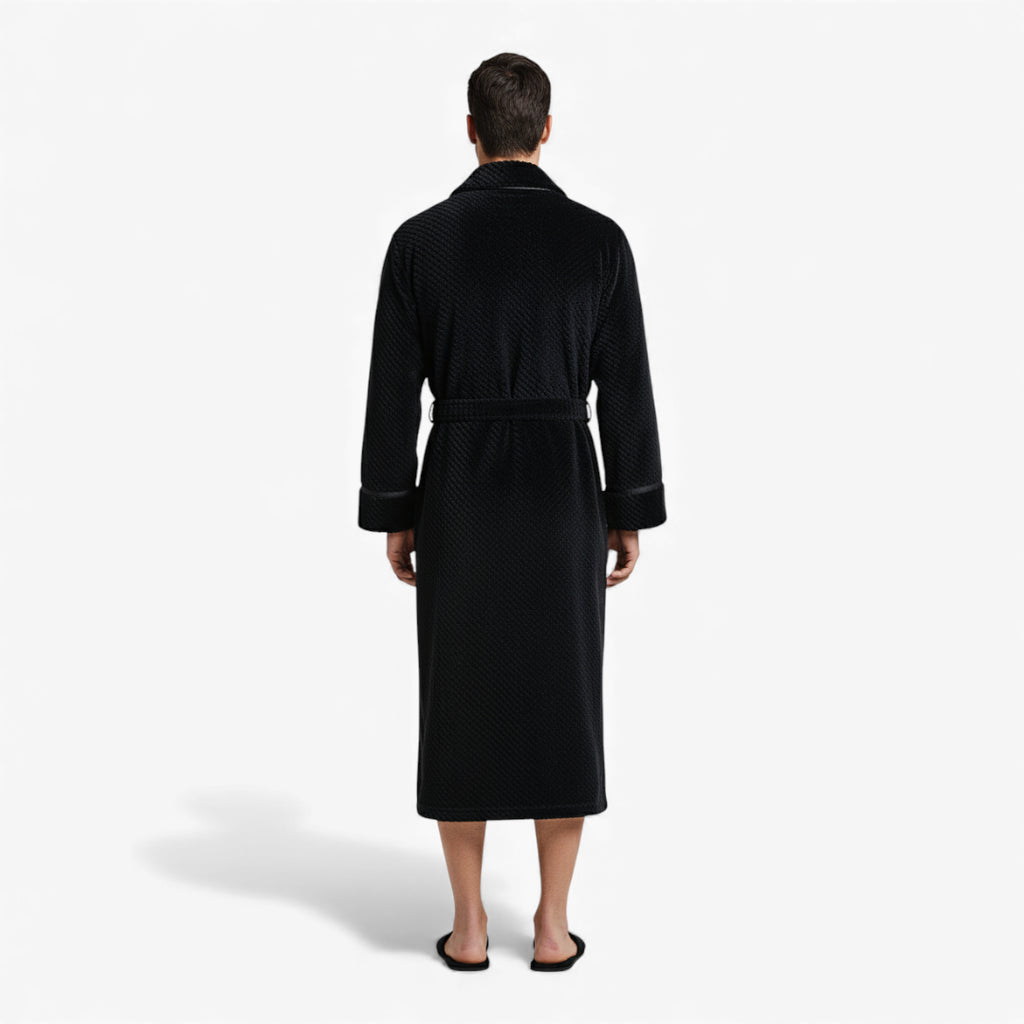Peignoir Homme – Long Noir en Flanelle